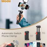 Upgraded Vlogging Kit w/Wireless Lavalier Microphone,YouTube Kit for iPhone and Smartphone w/59” Retractable Tripod,Automatic Switch Phone Clamp,Content Creator Gear for TikTok(Vlog K5)