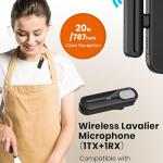 Upgraded Vlogging Kit w/Wireless Lavalier Microphone,YouTube Kit for iPhone and Smartphone w/59” Retractable Tripod,Automatic Switch Phone Clamp,Content Creator Gear for TikTok(Vlog K5)