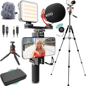 Movo iVlogger-PRO Vlogging Kit with Full Tripod for iPhone/Android - USB-C/Lightning YouTube Starter Kit for Content Creators